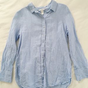 H&M blue linen button down